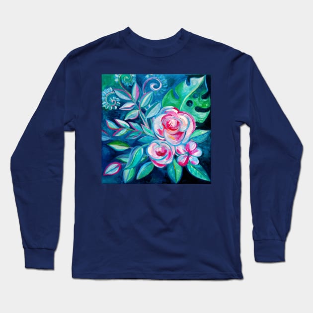 Tropical Camellia Extravaganza - oil on canvas Long Sleeve T-Shirt by micklyn